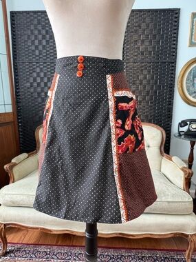 🥓 Bacon Handmade Patchwork Apron Skirt Pockets Tie-On Lined Retro Kitchencore 🥓